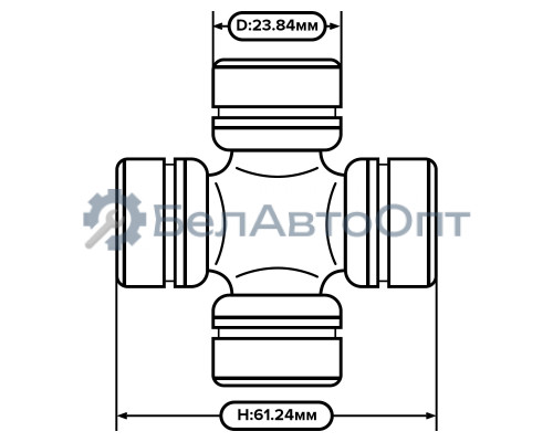 Крестовина 2101-2202025 AE кард. вала в сб. (23,84*61,24) ВАЗ 2101-2107, ВАЗ-2121 "Нива", Агротэк