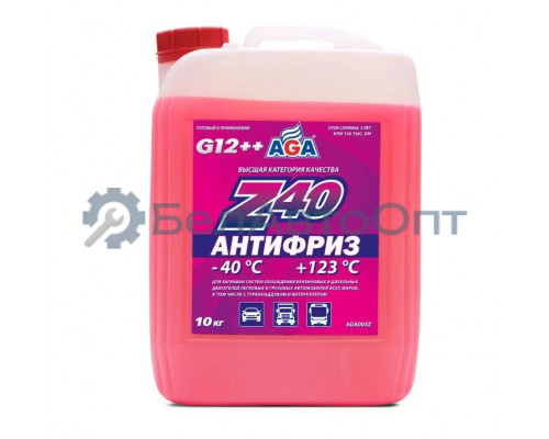 Антифриз AGA Z-40 готовый -40C красный 10 кг AGA003Z