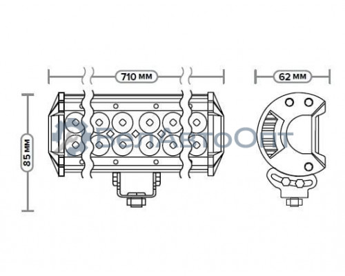 Фара доп-ая (БАЛКА) AE180RT-60LED-LB-COMBO, напр/расс. свет, 60 диодов, 180W, (710*62*85) 12/24V