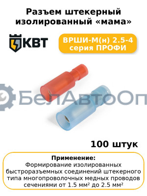Разъем штекерный изолированный «мама» ВРШИ-М(н) 2.5-4 серия ПРОФИ (комплект 100 шт
