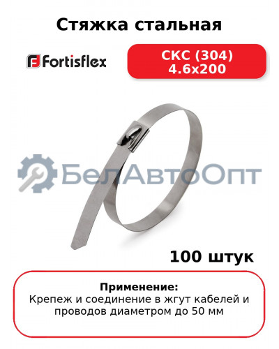 Стяжка стальная СКС (304) 4.6х200 (комплект 100 шт