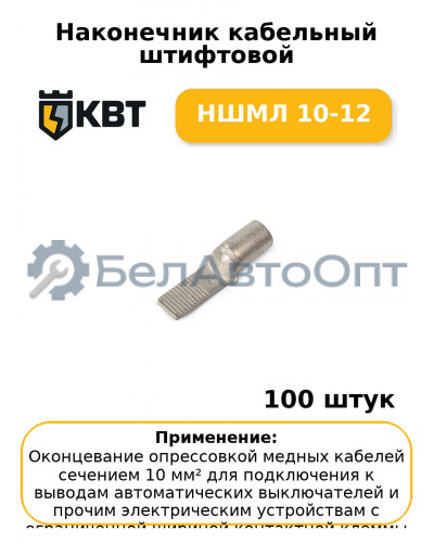 Наконечник кабельный штифтовой НШМЛ 10-12 (комплект 100 шт
