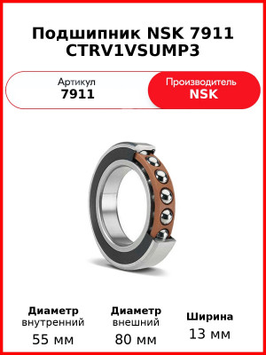 Подшипник NSK 7911 CTRV1VSUMP3
