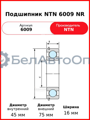 Подшипник NTN 6009 NR