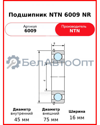 Подшипник NTN 6009 NR