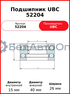 Подшипник UBC 52204