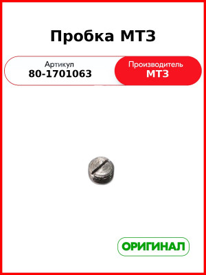 Пробка МТЗ (80-1701063