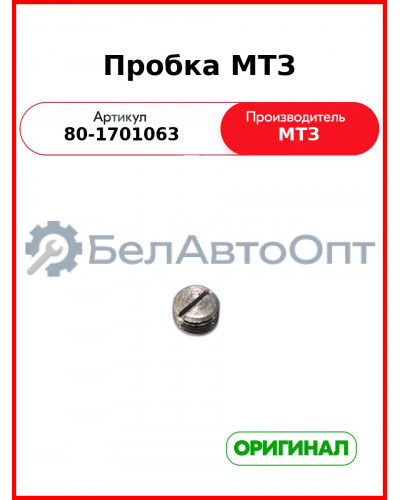 Пробка МТЗ (80-1701063