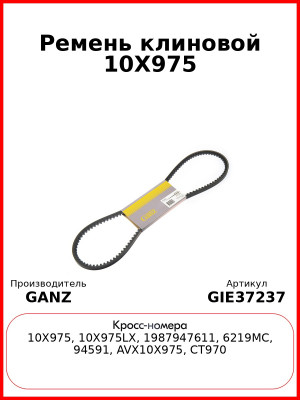 Ремень клиновой 10X975  GANZ GIE37237
