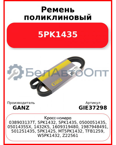 Ремень поликлиновый 5PK1435  GANZ GIE37298