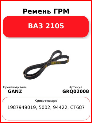Ремень ГРМ  ВАЗ 2105 GANZ GRQ02008