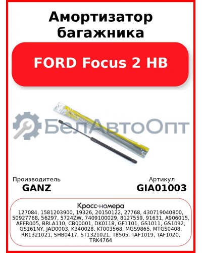 Амортизатор багажника FORD Focus 2 HB GANZ GIA01003