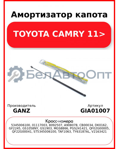 Амортизатор капота TOYOTA CAMRY 11> GANZ GIA01007