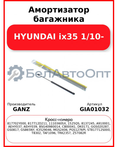 Амортизатор багажника HYUNDAI ix35   1/10- GANZ GIA01032
