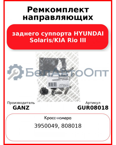 Ремкомплект направляющих заднего суппорта HYUNDAI Solaris/KIA Rio III GANZ GUR08018