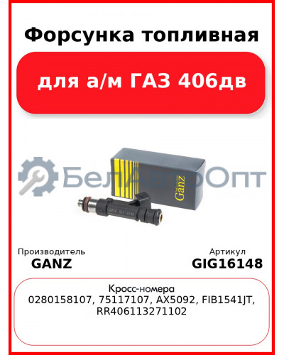 Форсунка топливная для а/м ГАЗ 406дв  GANZ GIG16148