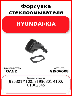 Форсунка стеклоомывателя HYUNDAI/KIA GANZ GIS06008