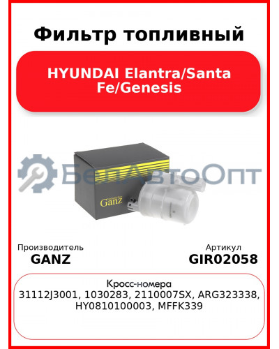 Фильтр топливный HYUNDAI Elantra/Santa Fe/Genesis GANZ GIR02058