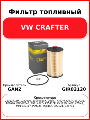 Фильтр топливный VW CRAFTER GANZ GIR02120