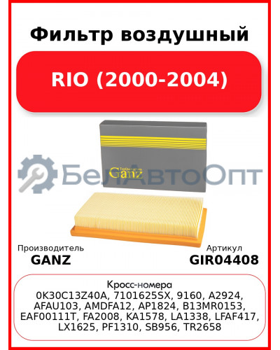 Фильтр воздушный RIO (2000-2004) GANZ GIR04408