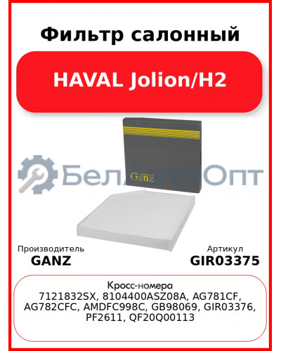 Фильтр салонный HAVAL Jolion/H2 GANZ GIR03375