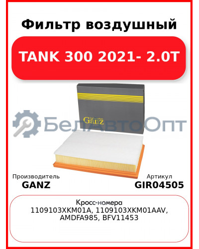 Фильтр воздушный TANK 300 2021- 2.0T GANZ GIR04505