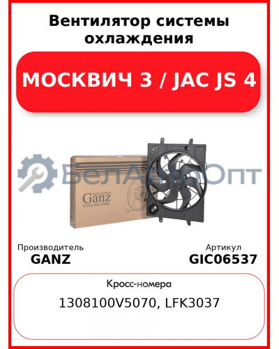 Вентилятор системы охлаждения МОСКВИЧ 3 / JAC JS 4 GANZ GIC06537