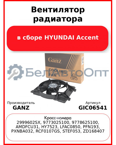 Вентилятор радиатора в сборе HYUNDAI Accent GANZ GIC06541
