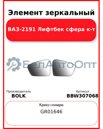 Элемент зеркальный ВАЗ-2191 Лифтбек сфера к-т BOLK BBW307068