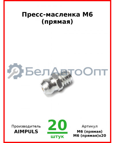 Пресс-масленка М6 (прямая) (Комплект 20 шт.) AIMPULS  М6 (прямая
