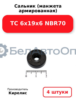 Сальник (манжета армированная) TC 6х19х6 NBR70. Комплект 4 шт.