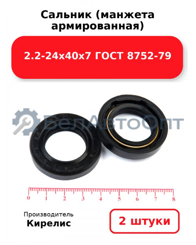 Сальник (манжета армированная) 2.2-24х40х7 ГОСТ 8752-79. Комплект 2 шт.