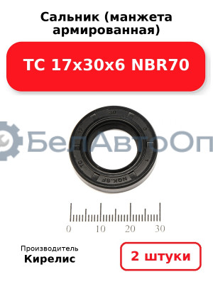 Сальник (манжета армированная) TC 17х30х6 NBR70. Комплект 2 шт.