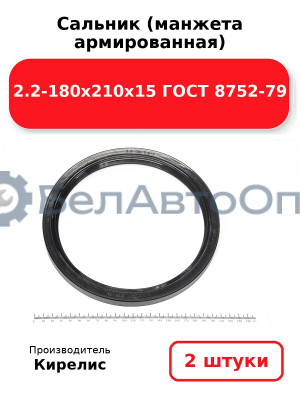 Сальник (манжета армированная) 2.2-180х210х15 ГОСТ 8752-79. Комплект 2(шт)