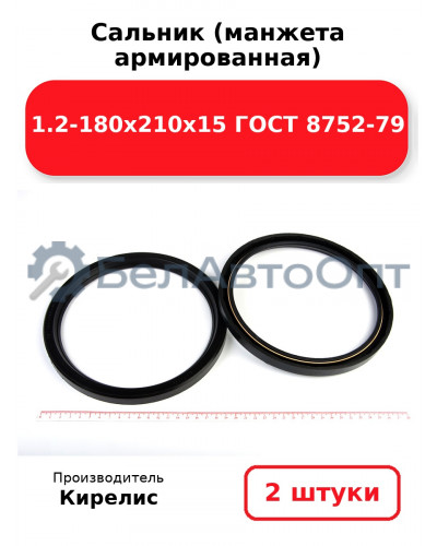 Сальник (манжета армированная) 1.2-180х210х15 ГОСТ 8752-79. Комплект 2(шт)