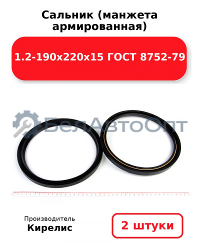 Сальник (манжета армированная) 1.2-190х220х15 ГОСТ 8752-79. Комплект 2(шт)