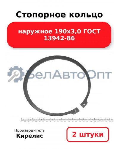 Стопорное кольцо наружное 190х3,0 ГОСТ 13942-86. Комплект 2 шт.