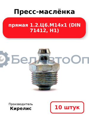 Пресс-маслёнка прямая 1.2.Ц6.М14х1 (DIN 71412, Н1) Комплект 10(шт)