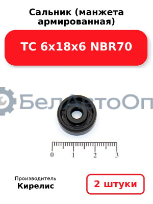 Сальник (манжета армированная) TC 6х18х6 NBR70. Комплект 2 шт.