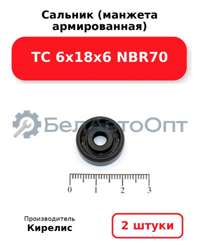 Сальник (манжета армированная) TC 6х18х6 NBR70. Комплект 2 шт.