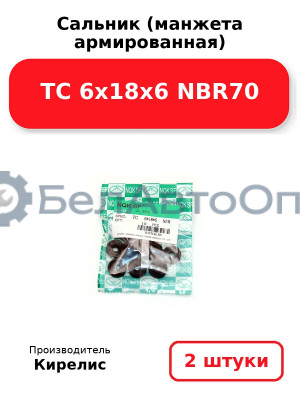 Сальник (манжета армированная) TC 6х18х6 NBR70. Комплект 2 шт.