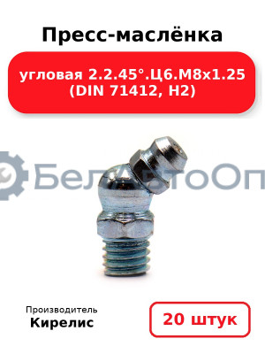 Пресс-маслёнка угловая 2.2.45°.Ц6.М8х1.25 (DIN 71412, Н2) Комплект 20(шт)