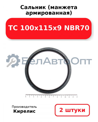 Сальник (манжета армированная) TC 100x115x9 NBR70, комплект 2 шт.