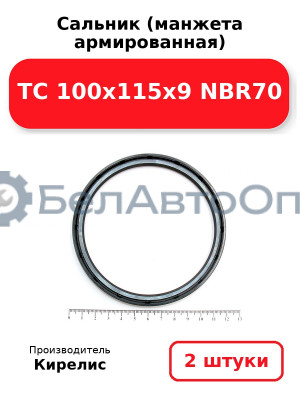 Сальник (манжета армированная) TC 100x115x9 NBR70, комплект 2 шт.