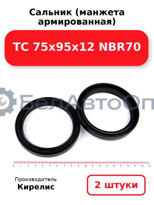 Сальник (манжета армированная) TC 75х95х12 NBR70. Комплект 2 шт.