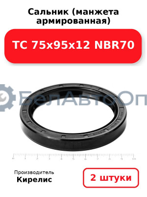 Сальник (манжета армированная) TC 75х95х12 NBR70. Комплект 2 шт.