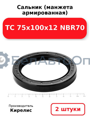 Сальник (манжета армированная) TC 75х100х12 NBR70. Комплект 2(шт)