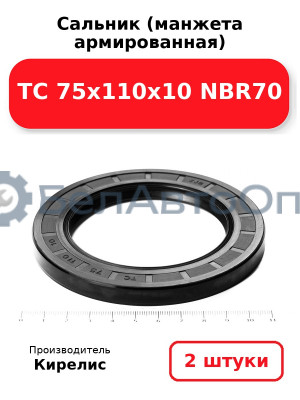 Сальник (манжета армированная) TC 75х110х10 NBR70. Комплект 2(шт)