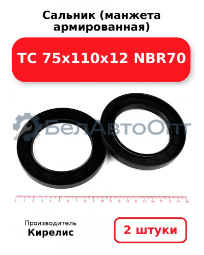 Сальник (манжета армированная) TC 75х110х12 NBR70. Комплект 2(шт)