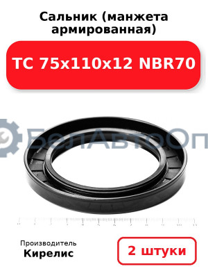 Сальник (манжета армированная) TC 75х110х12 NBR70. Комплект 2(шт)